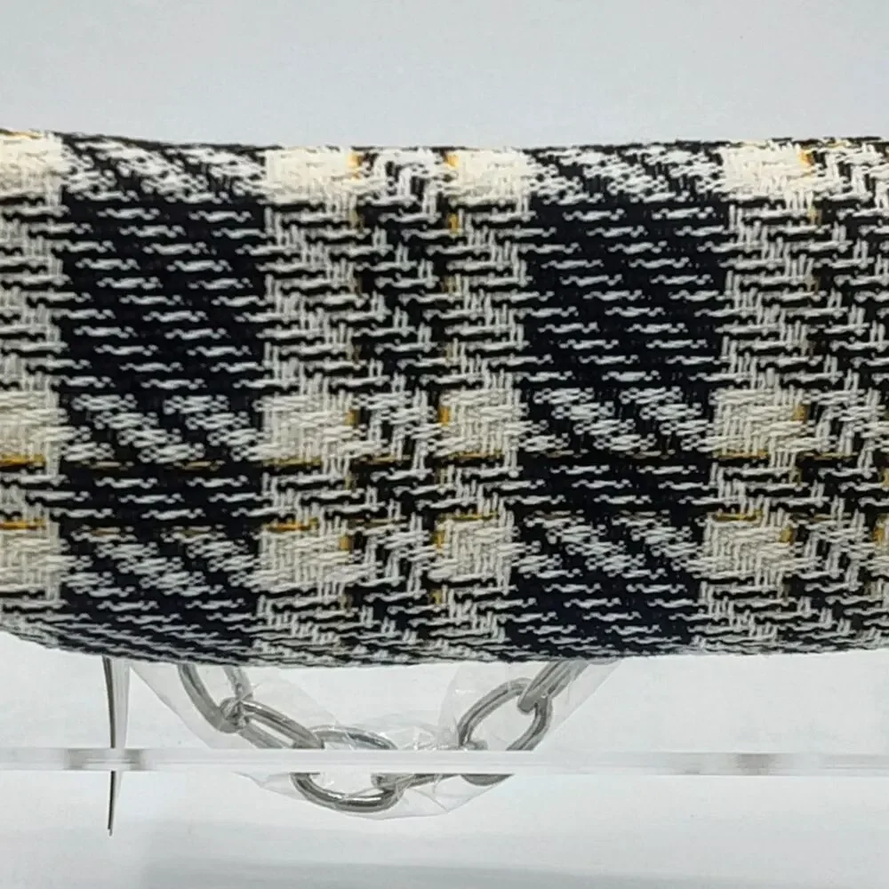 Tweed plaid hard case clutch